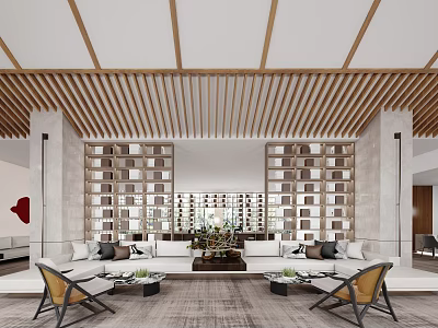 New Chinese Reception Area Sales Office Sales Center Negotiation Area Rest Area Water Bar Area Front Desk Club Center 3d model