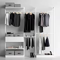 Modern Open Wardrobe Interior Design With Hangers Clothing Storage Drawers And Shoes