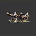 Painted Sci-Fi Warrior Miniature Figures With Weapons And Green Grass Bases