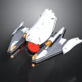 Futuristic Spacecraft With White Silver Body And Red Engine Components For Space Exploration