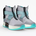 Gray And Light Blue High Top Shoes With Mesh Upper Straps And Light Blue Sole