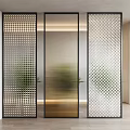 Modern partition carved glass partition 3d model