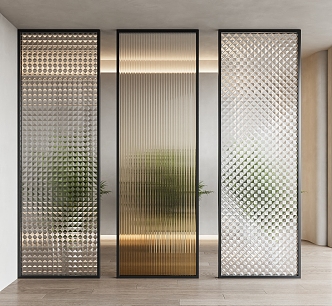 Modern partition carved glass partition 3d model