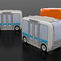 Modern Utility Vehicles in Gray Blue and Orange with Transparent Windows for Urban Commuting