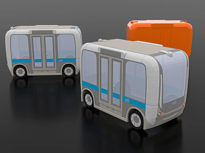 Modern Utility Vehicles in Gray Blue and Orange with Transparent Windows for Urban Commuting 3d model