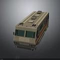 Classic Beige Motorhome With Colorful Stripes Roof Equipment And Large Windows