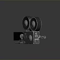 Computer Tape Drive 3D Model With Dual Reels Silver Metal Black Components Dark Background
