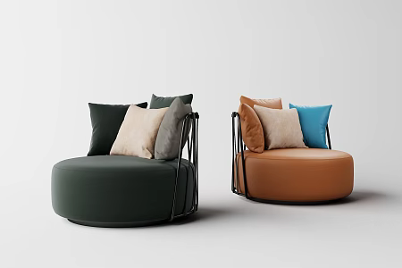 Modern Light Luxury Single Sofa 3d model
