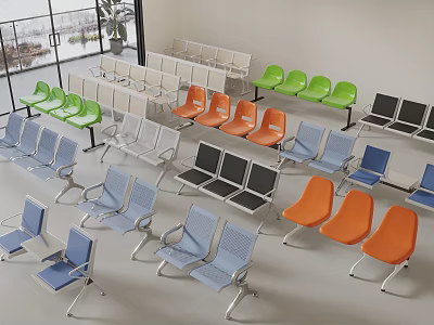 Rest chair commercial multi-person row chair waiting chair stainless steel long row chair conjoined row chair 3d model