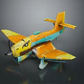 Colorful Space Themed Toy Airplane Model With Vibrant Yellow Blue Design And Playful Details
