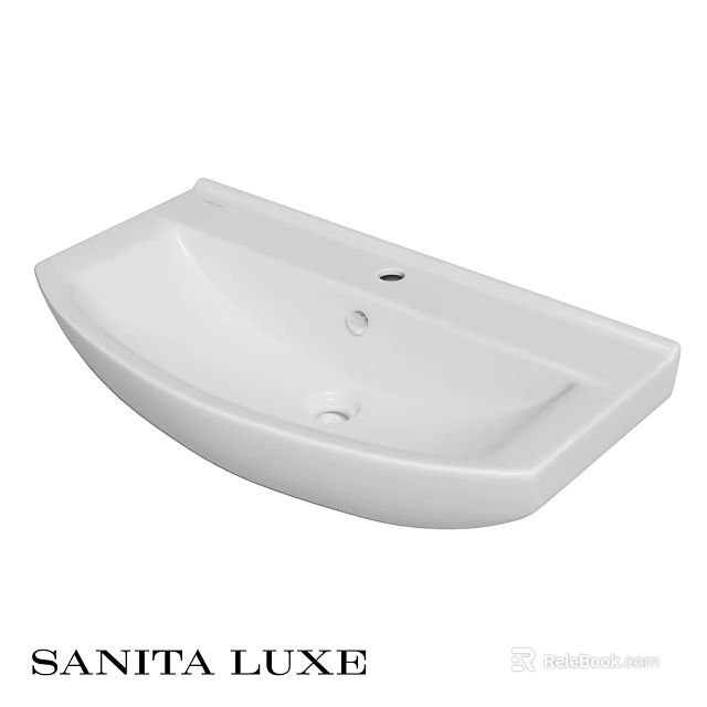 White Ceramic Bathroom Wash Basin With Modern Sleek Design And Single Hole Faucet 3d model 