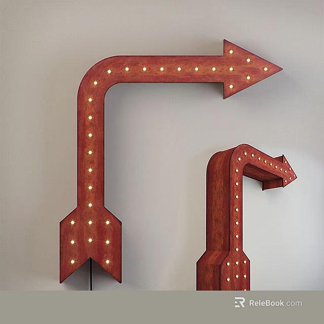 Unique-shaped Red Arrow Wall Lamps With Arranged Small Lights For Wall Decoration 3d model 
