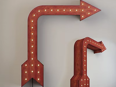 Unique-shaped Red Arrow Wall Lamps With Arranged Small Lights For Wall Decoration 3d model