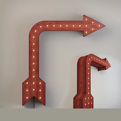 Unique-shaped Red Arrow Wall Lamps With Arranged Small Lights For Wall Decoration 3d model