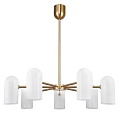 Modern Brass Chandelier With White Glass Shades And Elegant Minimalist Design