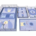 Indoor Basketball Court Design With Multiple Courts Layout Fencing And People Playing