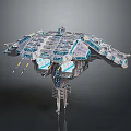 Modern Futuristic Chandelier With Geometric Design Sleek Metal And LED Lights