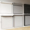 Various Styles Of Window Blinds In White Gray And Black With Different Textures