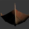 Traditional Wooden Canoe With Red Painted Hull And Classic Watercraft Design