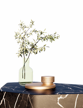 Modern vase green plant tea table ornaments 3d model