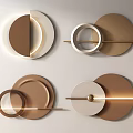 Modern Circular Wall Decor With Metallic Accents Brown White Elements And Lighting 3d model
