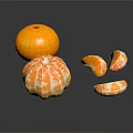 Fresh Tangerine Display With Whole Peeled Fruit And Segments On Black Reflective Background