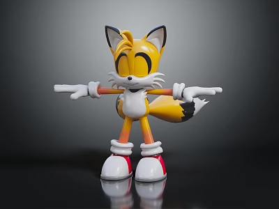 Cartoon Fox Character With Yellow Fur White Belly And Black Ear Tips 3d model