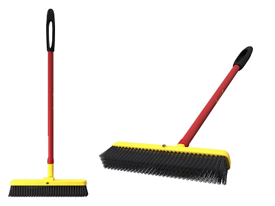 Sturdy Long Handle Brooms For Household Cleaning With Strong Bristles And Grip 3d model