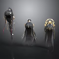 Elegant Black Long Hair Accessories With Golden Decorations Tassels And Three Angles