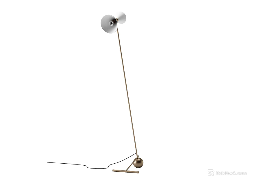 Modern Floor Lamp With Adjustable Metal Pole And Spherical Base Design 3d model 