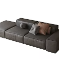 Modern Gray Modular Sectional Sofa With Multiple Pillows For Living Room 3d model