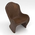 Simple Brown Wooden Armchair With Natural Wood Grain And Curved Design