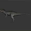 Realistic Large Carnivorous Dinosaur 3D Model With Gray Skin Spiked Back Sharp Teeth Open Mouth 3d model