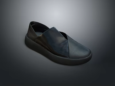 Stylish Black Leather Loafers With Minimalist Design And Thick Sole For Everyday Use 3d model