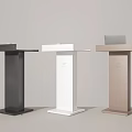 Black White And Brown Podiums With Tablet Devices In Clean Modern Setup