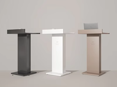 Black White And Brown Podiums With Tablet Devices In Clean Modern Setup 3d model