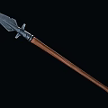Medieval Spear Design With Sharp Metal Spearhead Wooden Shaft And Ornate Metal Accents