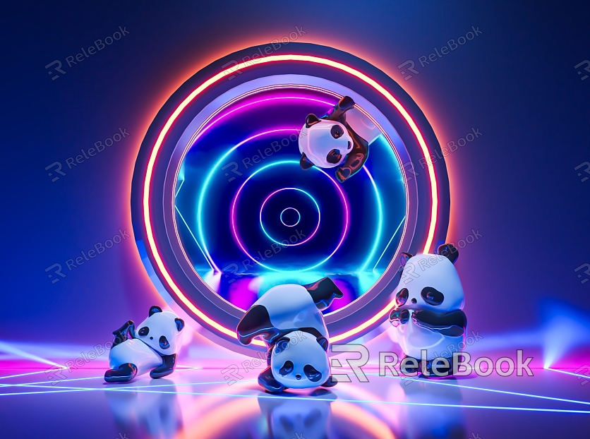 Modern Sculpture Cool Panda Sculpture Ornaments model