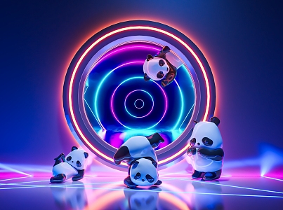 Modern Sculpture Cool Panda Sculpture Ornaments 3d model