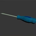 Blue Handle Slotted Screwdriver A Reliable Hardware Tool For Home Repairs 3d model