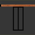 Modern Minimalist Long Table With Red Wooden Tabletop Natural Grain And Black Metal Legs