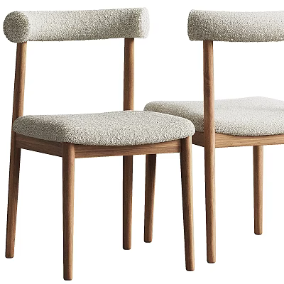 Modern Accent Chairs With Wooden Legs And Light Gray Upholstered Seats For Home Space 3d model