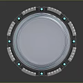 Futuristic Circular Tech Device With Metallic Frame White Surface And Blue LED Lights