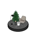Cozy Christmas Scene Inside Glass Globe With Tree Beige Chair Small Tables And Floor Lamp
