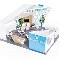 77 Elektronika Modern Exhibition Booth With White Blue Design Sofa Tables Chairs And Plants