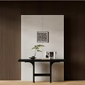 Modern Minimalist Entryway Console Table With Wooden Frame And Decorative Plant Decor