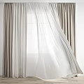 Beige Layered Curtains With Sheer Fabric For Modern Window Design