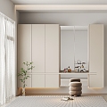 Modern Wardrobe Cream Wall-Hanging Wardrobe Dressing Cabinet Integrated Cabinet 3d model