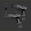Futuristic Sci Fi Guns Featuring Mechanical Details And Metallic Tactical Design