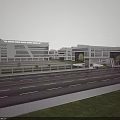 Modern Industrial Factory Building With Glass Curtain Wall Open Square And Green Landscaping